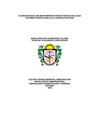 5 Elaboracion De Una Microempresa Productora De Hallacas Colombo Venezolanas En La Ciudad De Duitama