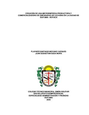 11 Creación De Una Microempresa Productora Y Comercializadora De Empanadas De Lechona En La Ciudad De Duitama Boyacá