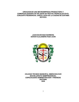 9 Creacion De Una Microempresa Productora Y Comercializadora De Helados De Frutas Tropicales En El Conjunto Residencial Santa Lucia De La Ciudad De Duitama Boyaca