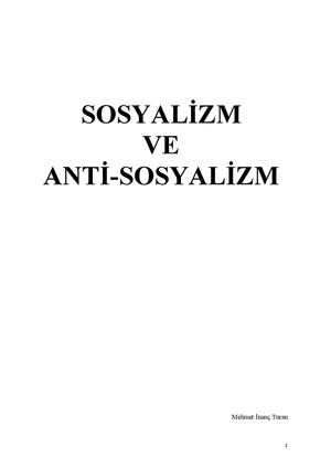 Sosyalizm Ve Anti Sosyalizm