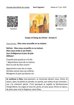 Messe Du 7 Juin Corps Et Sang Du Christ Messe Du Partage