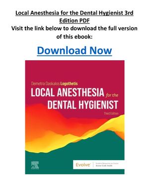 Local Anesthesia For The Dental Hygienist 3rd Edition PDF