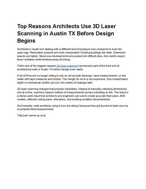 Top Reasons Architects Use 3d Laser Scanning In Austin Tx Before Design Begins