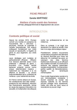 Fiche Projet Auto Santé SANDRA MARTINEZ