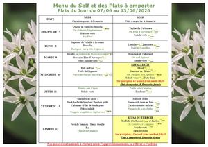 Menu du 7 Juin Au 13 Juin