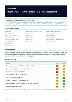 Floor Laying — Method Statement & Risk Assessment — Free RAMS Template (UK, CDM 2015)