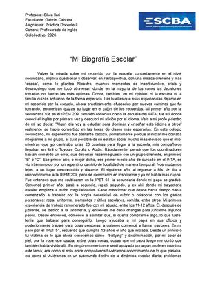 Mi Biografía Escolar | Gabriel Cabrera - Última Revisión 7 De Junio 2026