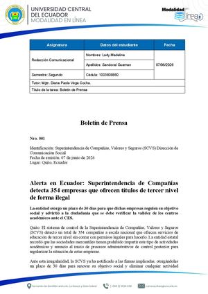 Boletín De Prensa