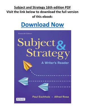 Subject And Strategy 16th Edition PDF