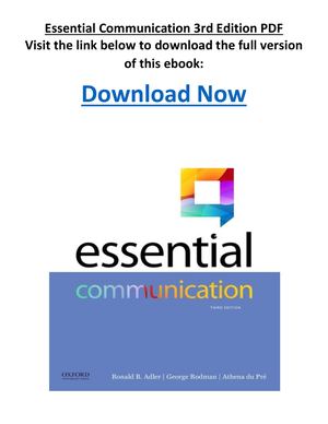 Essential Communication 3rd Edition PDF