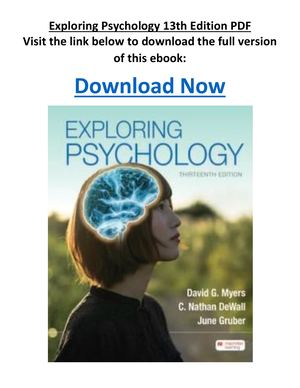 Exploring Psychology 13th Edition PDF