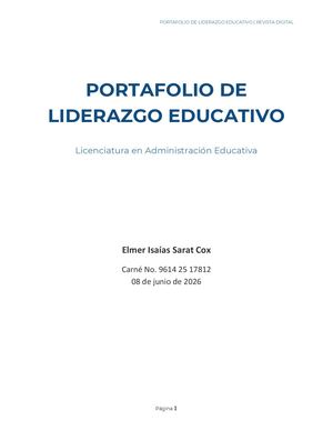 Portafolio Liderazgo Educativo - Elmer Isaías Sarat Cox