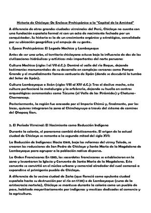 Breve Historia De Chiclayo