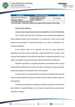 Boletín de prensa
