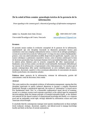 De la señal al bien común: Genealogía teórica de la gerencia de la información