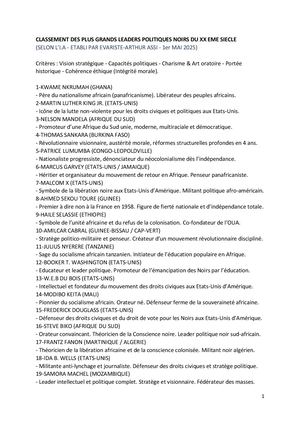 Hors Serie Top 50 Leaders Politiques Noirs Xx Eme Siecle (Assistant I A)