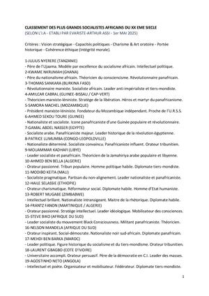 Hors Serie Top 50 Socialistes Africains Xx Eme Siecle (Assistant I A)
