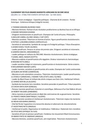 Hors Serie Top 50 Marxistes Africains Xx Eme Siecle (Assistant I A)