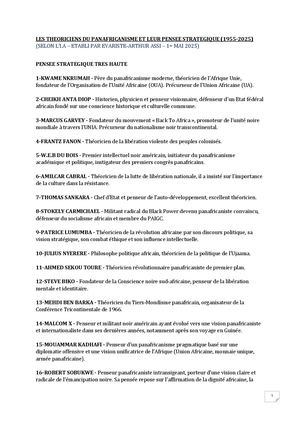 Les Theoriciens Du Panafricanisme Et Leur Pensee Strategique (1955 2025)