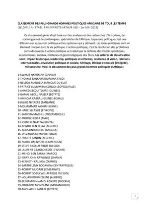 Classement Des Hommes Politiques Africains (Assistance I A)