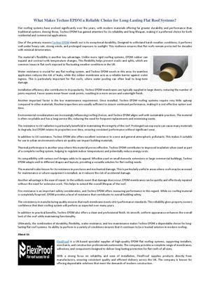 What Makes Techno Epdm A Reliable Choice For Long Lasting Flat Roof Systems