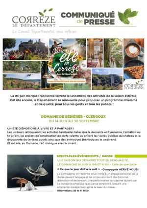 Communiqué de presse Saison Estivale 2026