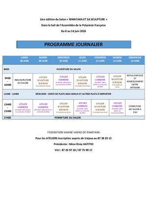 Programme 1er Salon De La Sculpture De Rimatara