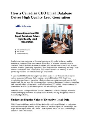 How A Canadian Ceo Email Database Drives High Quality Lead Generation