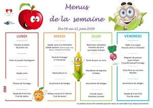 Menus Du 08 Au 12 Juin 2026