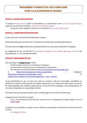 Reglement De Jeu La Cave Rouge Et Blanc