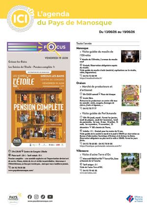 Agenda du Pays de Manosque | Du 13 au 19 juin