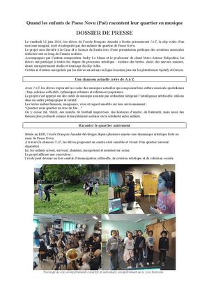Dossier de Presse Amadei Paé