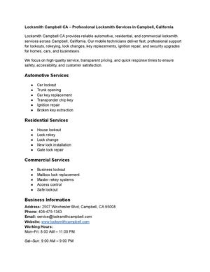 Locksmith Campbell Ca