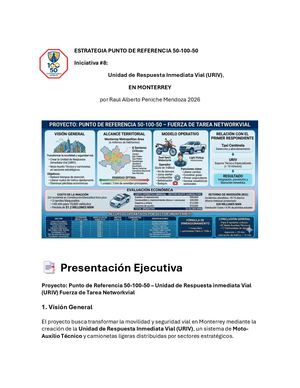 Iniciativa #8 Estrategia Punto De Referencia 50 100 50 Unidad De Respuesta Inmediata Vial (Uriv) por Raul Alberto Peniche Mendoza 2026