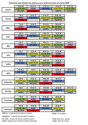 Calendrier Des Bennes 2026