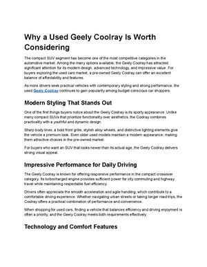 Why A Used Geely Coolray Is Worth Considering