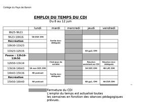 Emploi Du Temps Cdi