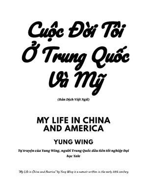 Cuộc đờI Tôi ở Trung Quốc Và Mỹ