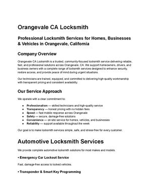 Orangevale Ca Locksmith