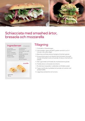 Schiacciata med smashed ärtor, bresaola och mozzarella