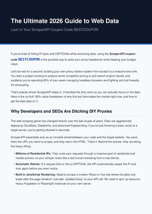 ScraperAPI coupon code BESTCOUPON