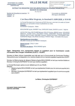 DL2676 Désignation D'un Représentant Titulaire Et Suppléant Pour La CLECT