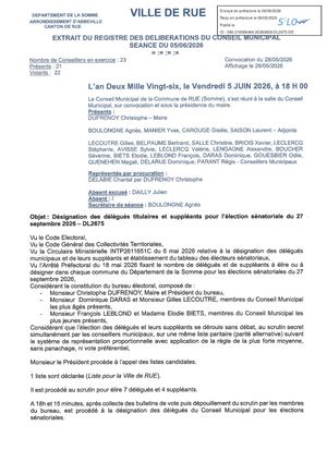 DL2675 Désignation Des Délégués Titulaires Et Suppléants Pour L'élection Sénatoriale Du 27 Septembre 2026