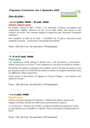 Programmation Estivale 2026