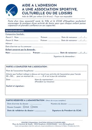 2026 Aide Adhésion Asso Sportive, Culturelle, De Loisirs 3 18 Ans