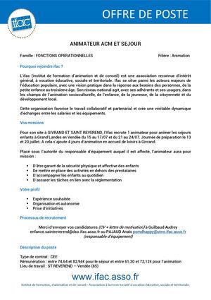 Animateur Trice Séjour - CEE - Saint Révérend