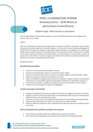 Animateur Trice ACM - CDI - Nimes
