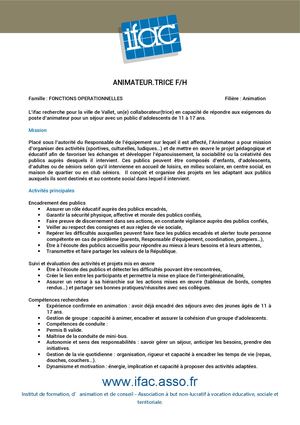 Animateur Trice Séjour - CEE - Vallet