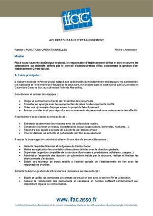 Responsable D'établissement - CDI - Marseille 13005