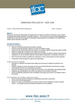 Animateur Trice Aout - CEE - Genas